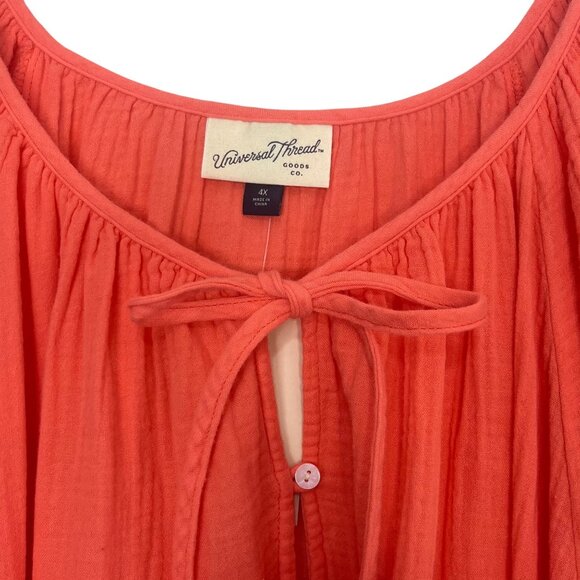 Universal Thread Womens Peasant Blouse Boho Coral Size 4X New - Picture 5 of 9